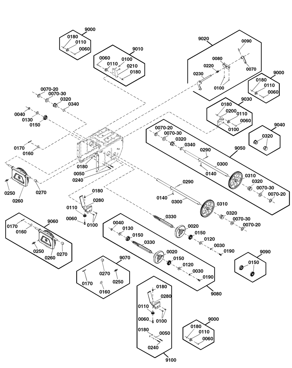 Traction Drive Group Diagram and Parts List for 1697355-00-S1224 2020 Briggs and Stratton Snow Blower